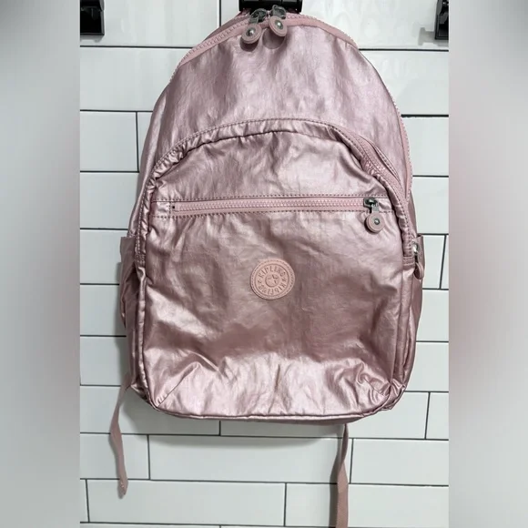 Kipling Seoul Large Laptop Backpack in a metallic pink shimmer - Picture 2 of 5